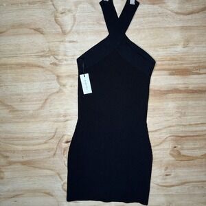NWT Aritzia Babaton Sculpt Knit Crisscross Dress Sleeveless Black Womens Size XS